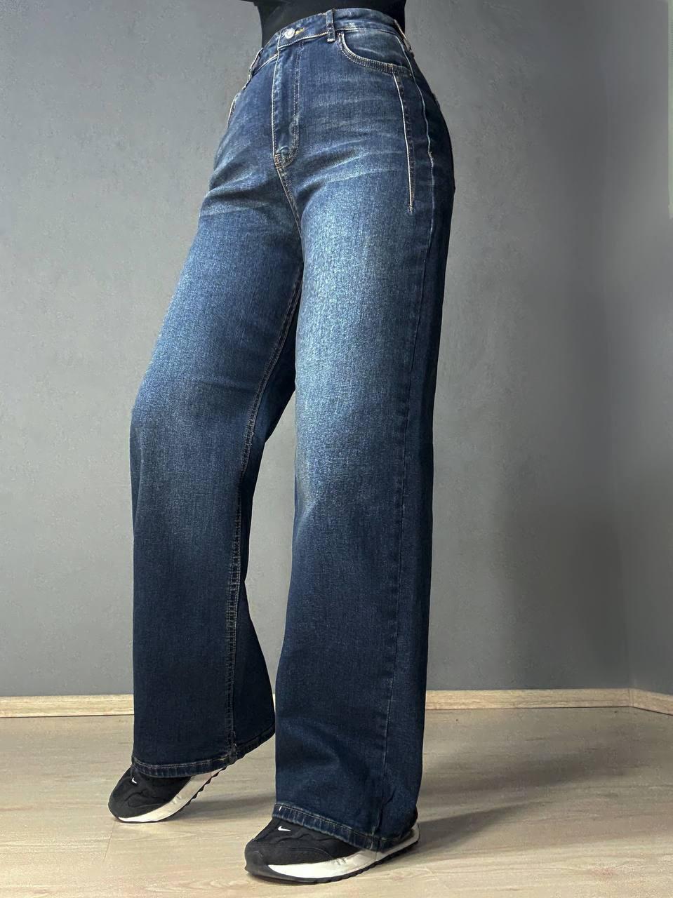 Джинсы женские ITS Basic 2507-2 палаццо стрейчевые с вытачками р. 40 Синий (5206)