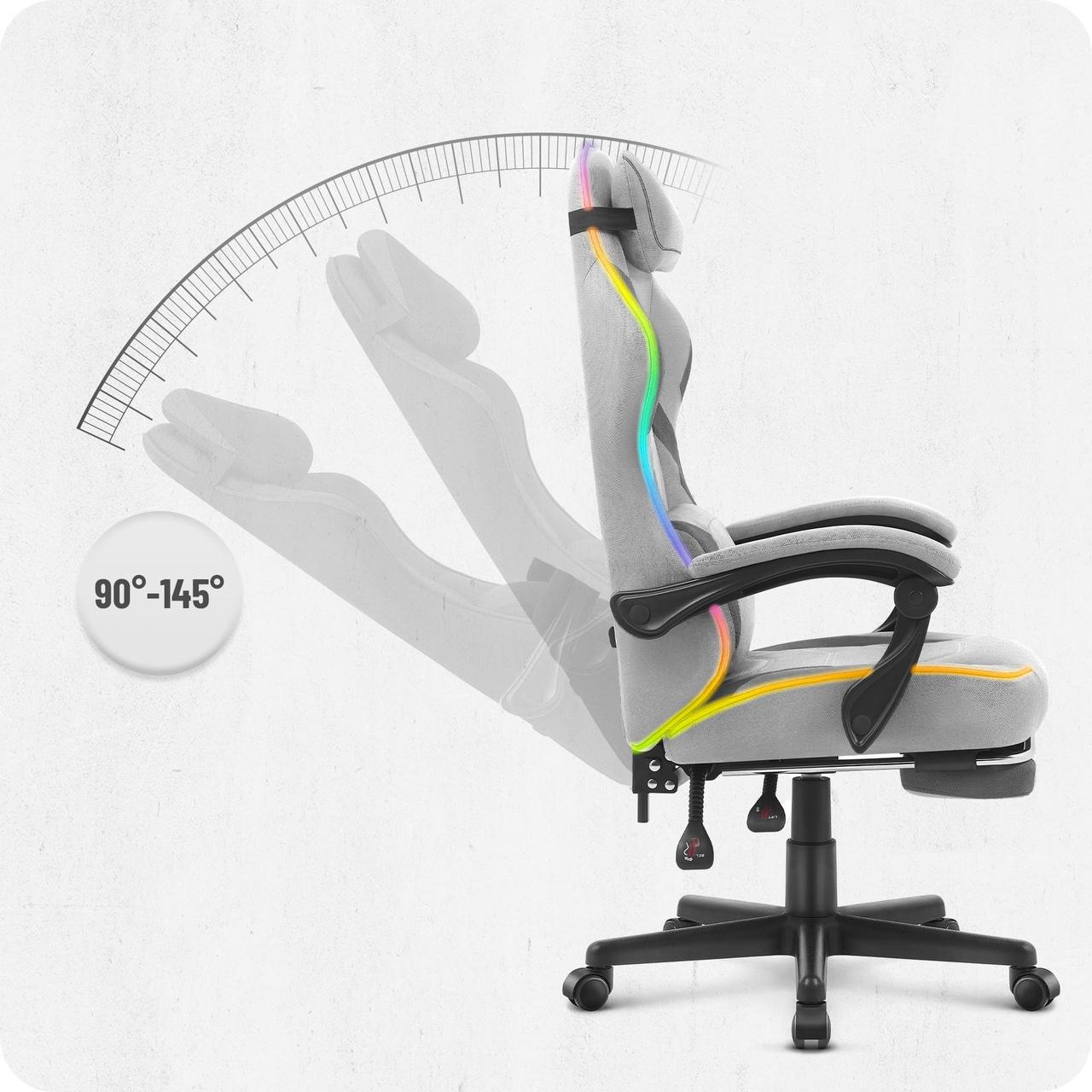 Геймерське крісло Cabro C502 LED тканина Grey (5907196011290) - фото 4 Геймерське крісло Cabro C502 LED тканина Grey (5907196011290) - фото 4