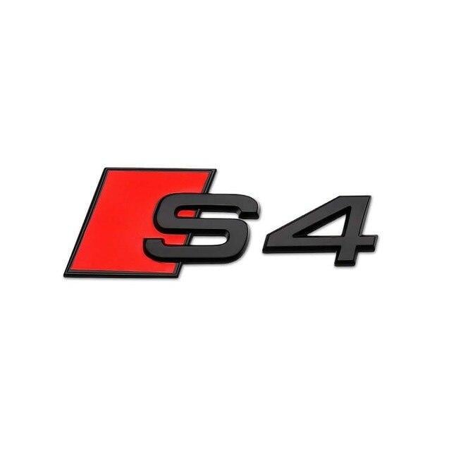 Эмблема надпись S4 Audi металл 8х3 см Черный/Красный матовый (1685065126)
