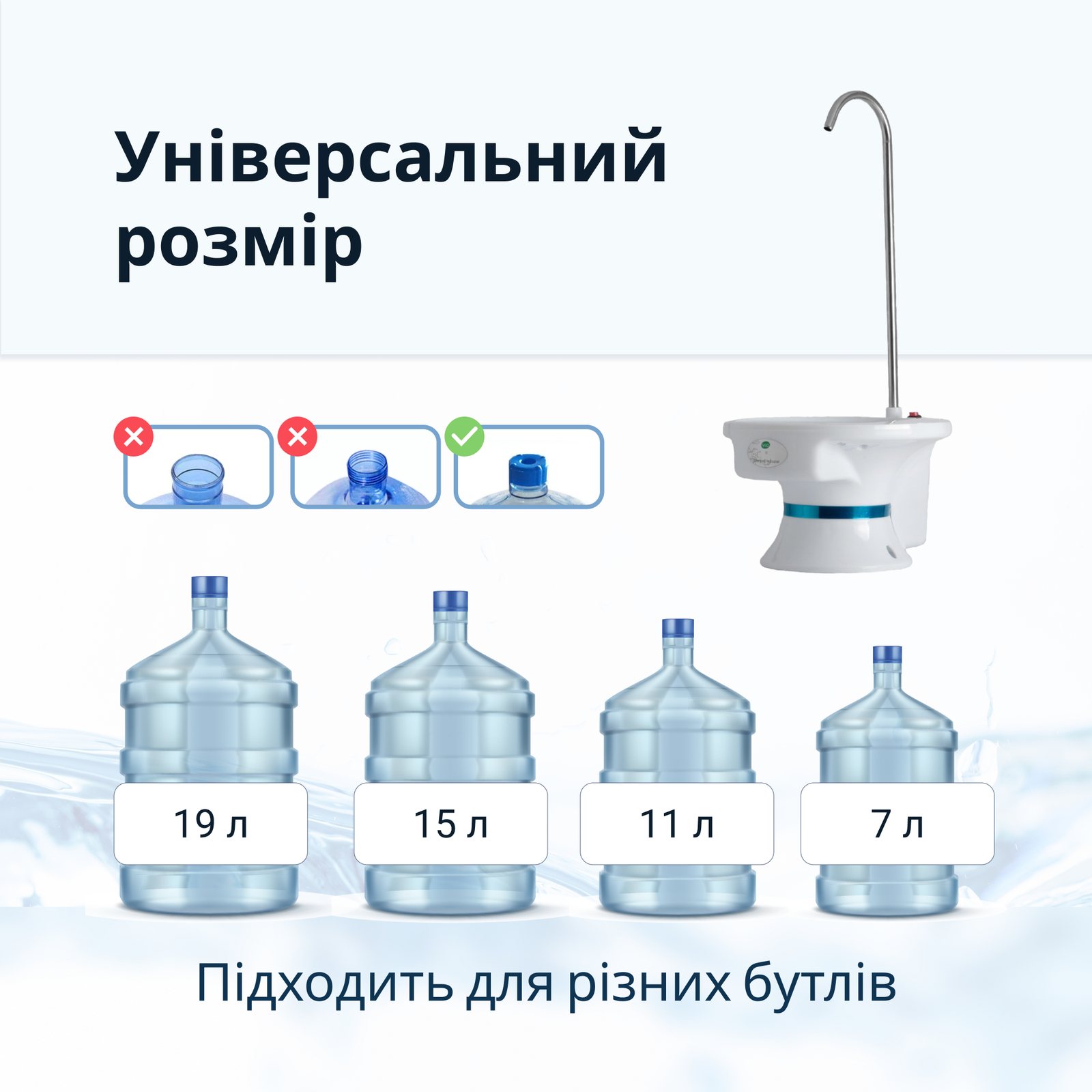 Помпа для воды электрическая VIO E3 с подставкой под стакан Белый (9689) - фото 6 Помпа для воды электрическая VIO E3 с подставкой под стакан Белый (9689) - фото 6