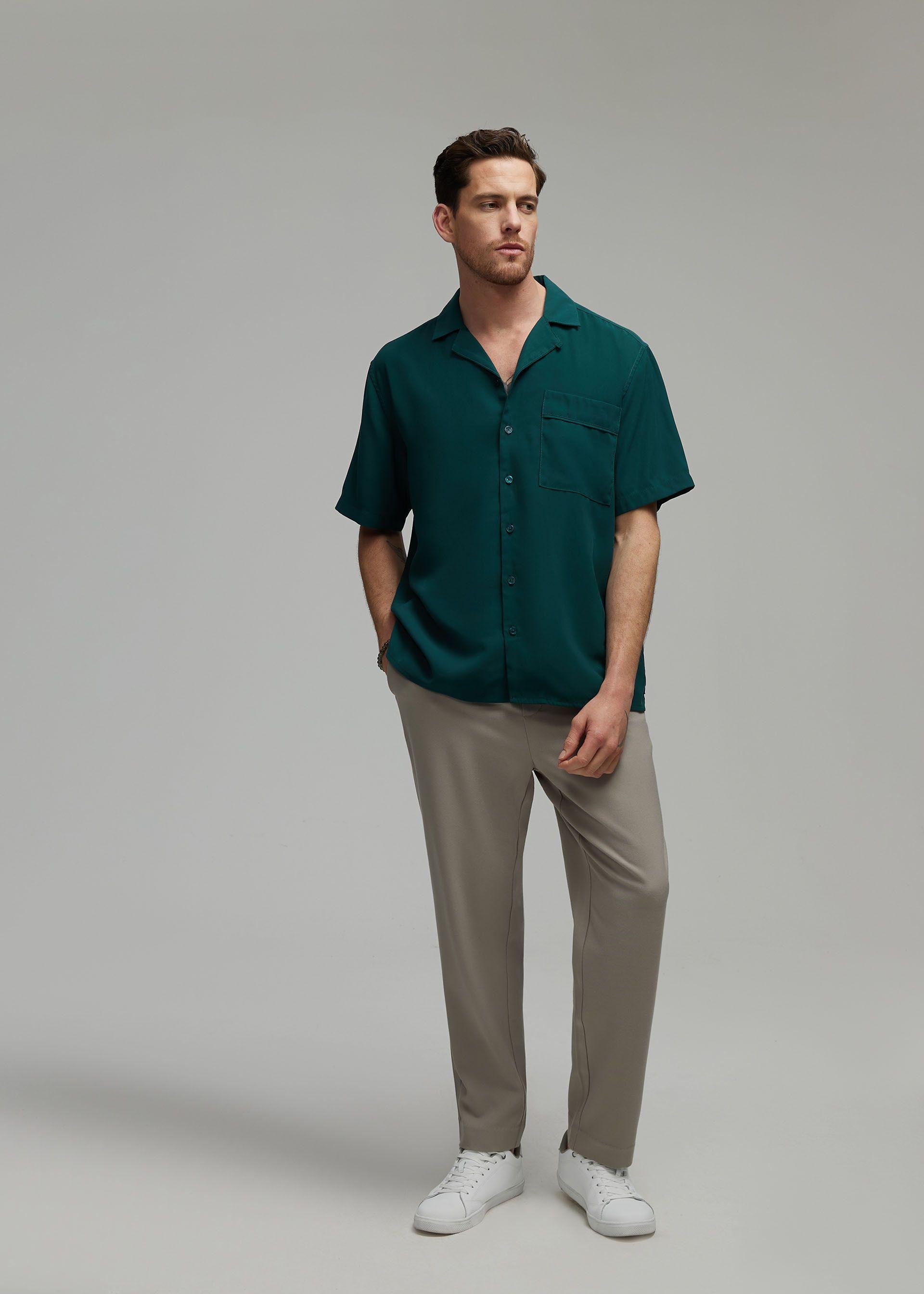 Рубашка мужская Diverse KORSO короткий рукав 2XL Зеленый (5905384105431)