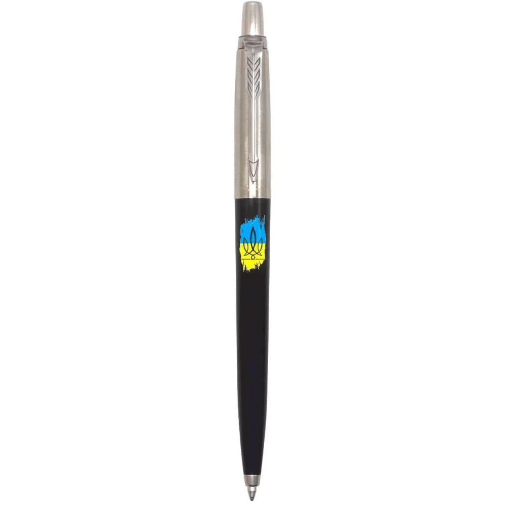 Подарункова ручка кулькова Parker Jotter Ukraine Ct Bp Тризуб фігурний на фоні прапора Black (15632_T1026)