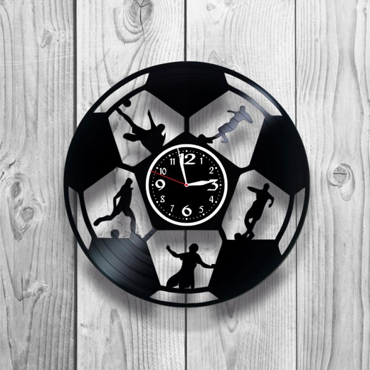 Часы настенные Футбольный мяч 0208 из виниловой пластинки