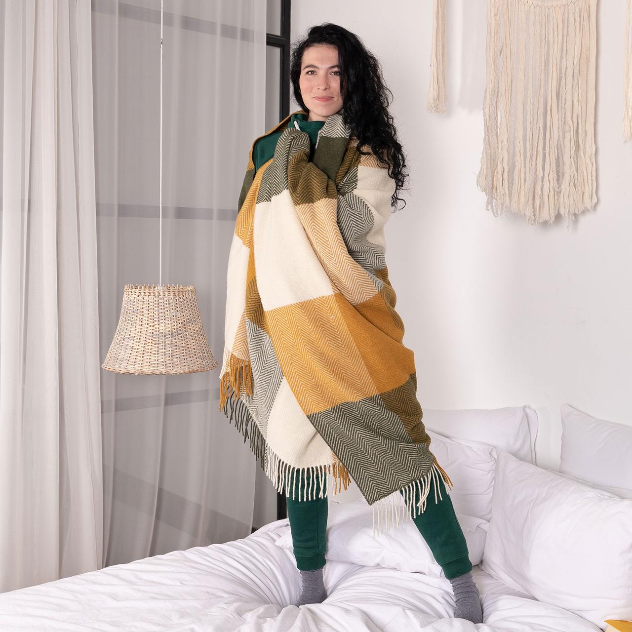 Плед шерстяной Love You Клетка 140x200 см (4500) - фото 7