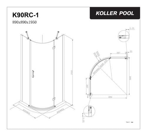 Душевая кабина Koller Pool KVADRO полукруглая 900x900x1950 мм (K90RC-1) - фото 4