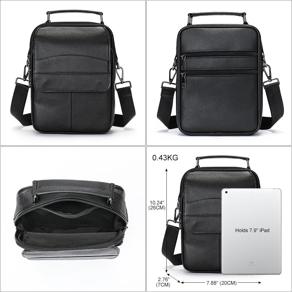 Чоловіча сумка через плече Lorian з натуральної шкіри з зовнішнім карманом на блискавці Чорний (LR 256104-black) - фото 7 Чоловіча сумка через плече Lorian з натуральної шкіри з зовнішнім карманом на блискавці Чорний (LR 256104-black) - фото 7