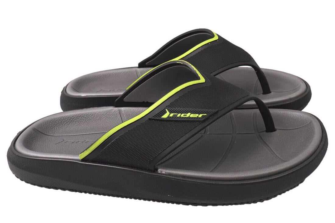Вьетнамки мужские Rider из резины на низком ходу с открытой пятой р. 43 Черный (1197-21LV)