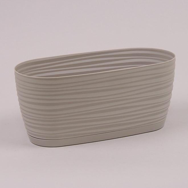 Горщик пластмасовий Flora Sahara Petit овальний з підставкою 26,8 см Світло-сірий (83360)