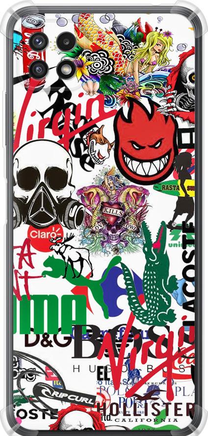 Чехол на Samsung Galaxy A22 5G A226B Many different logos (4022sp-2581-42517)