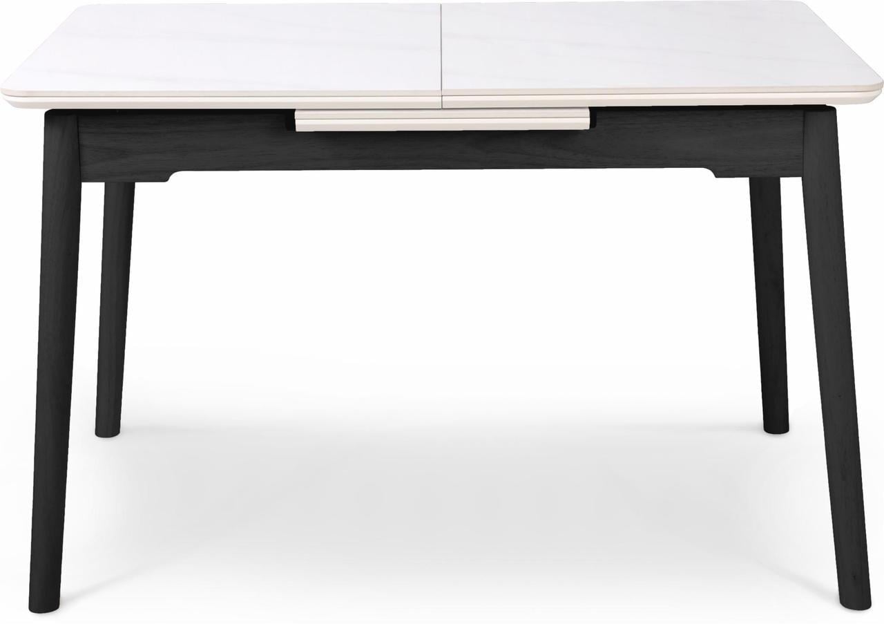 Стол обеденный York раскладной 6-8 мест 120 см Arctic ice top Black base (13961)