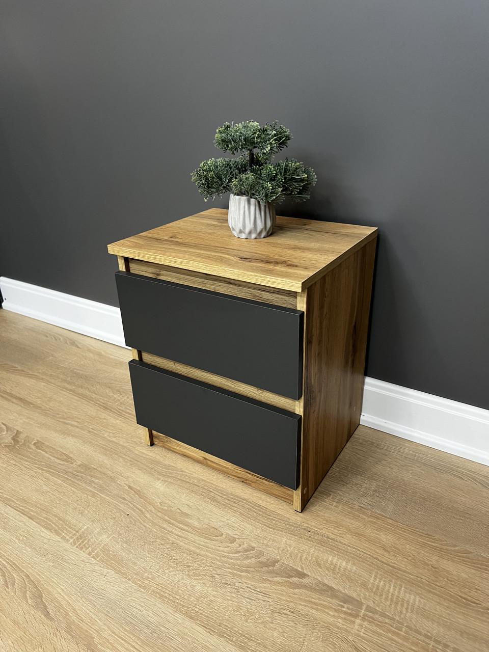 Тумба приліжкова Кватро 2 шухляди 400х480х340 мм Дуб Аппалачі/Антрацитовий - фото 7