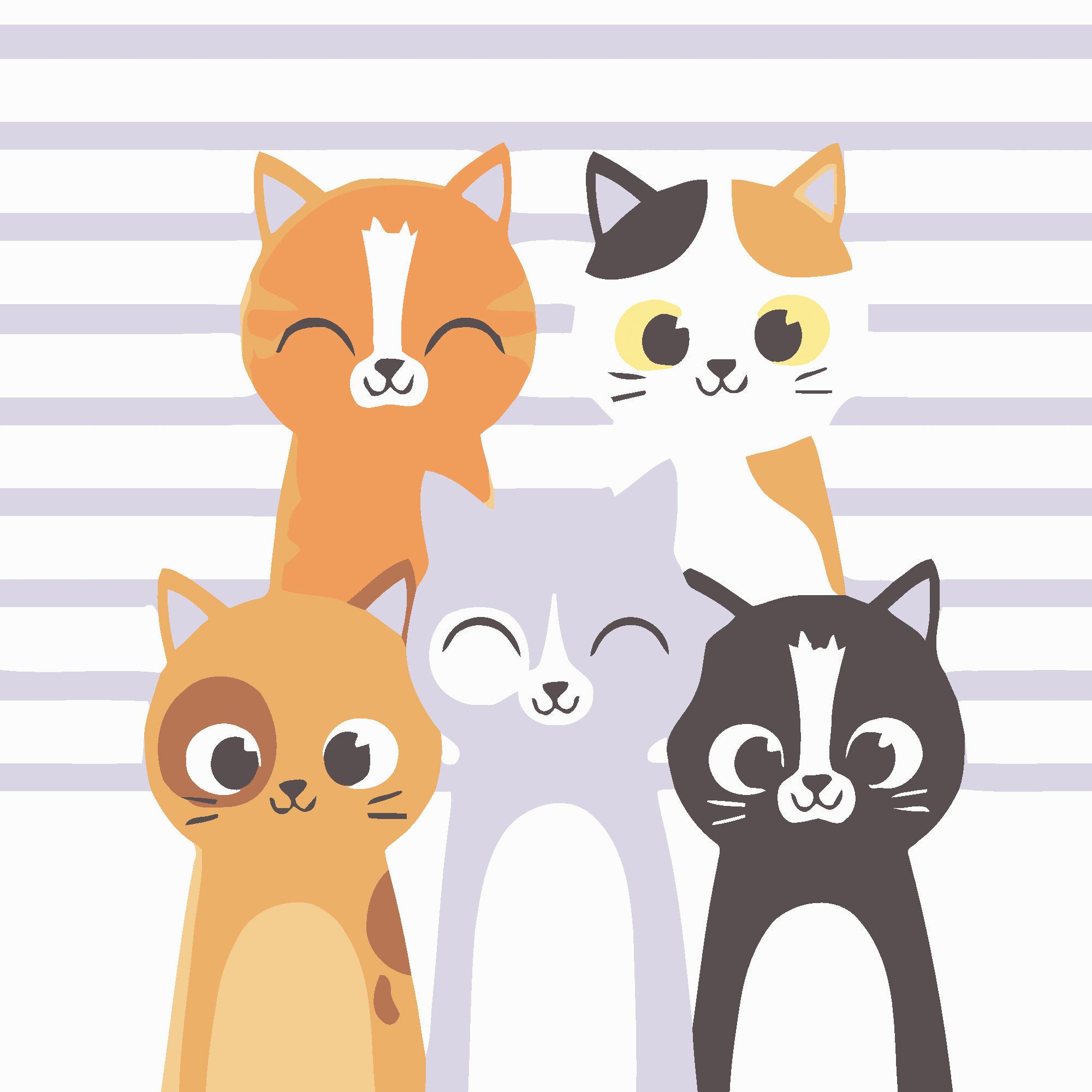 Картина по номерам Strateg Пять маленьких мурлыковых 20x20 см (Str-HH7081)