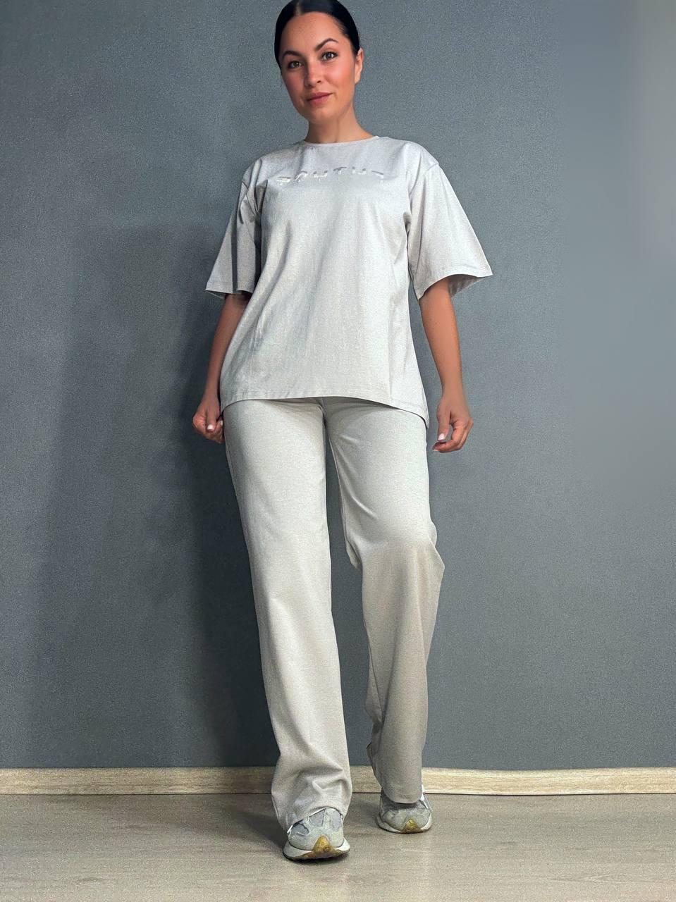 Костюм женский CAPPITONE 101183 футболка и брюки палаццо S Серый (2142)