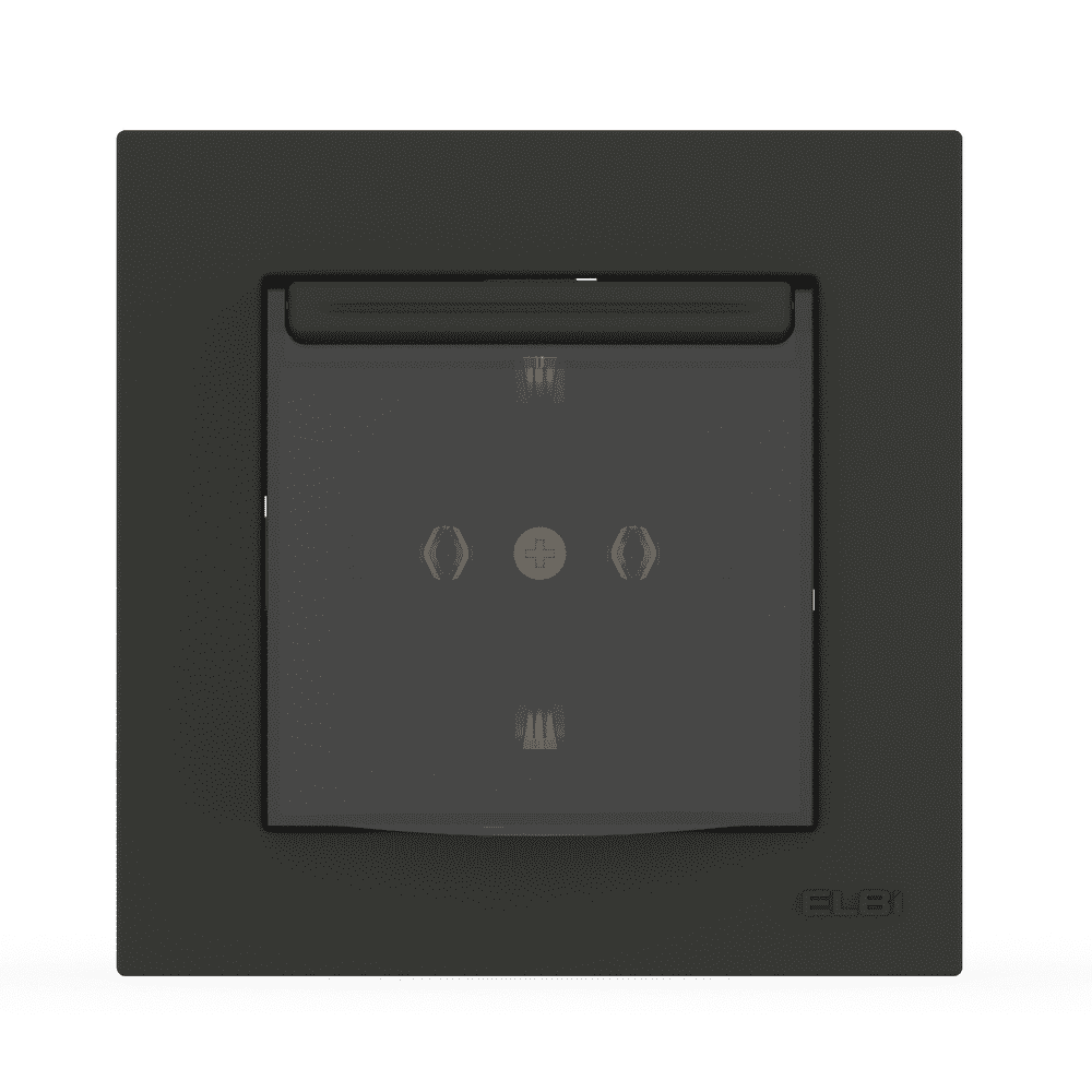 Розетка EL-BI VEGA одинарная с заземлением с крышкой Антрацит матовый (510-016700-218)