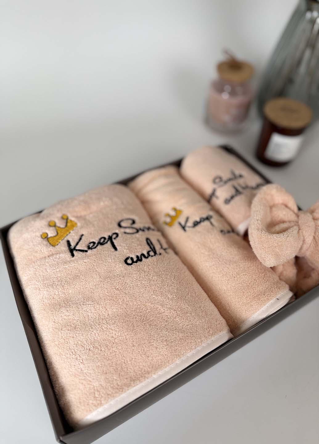 Подарочный набор полотенец из микрофибры Персиковый (53-3) - фото 4