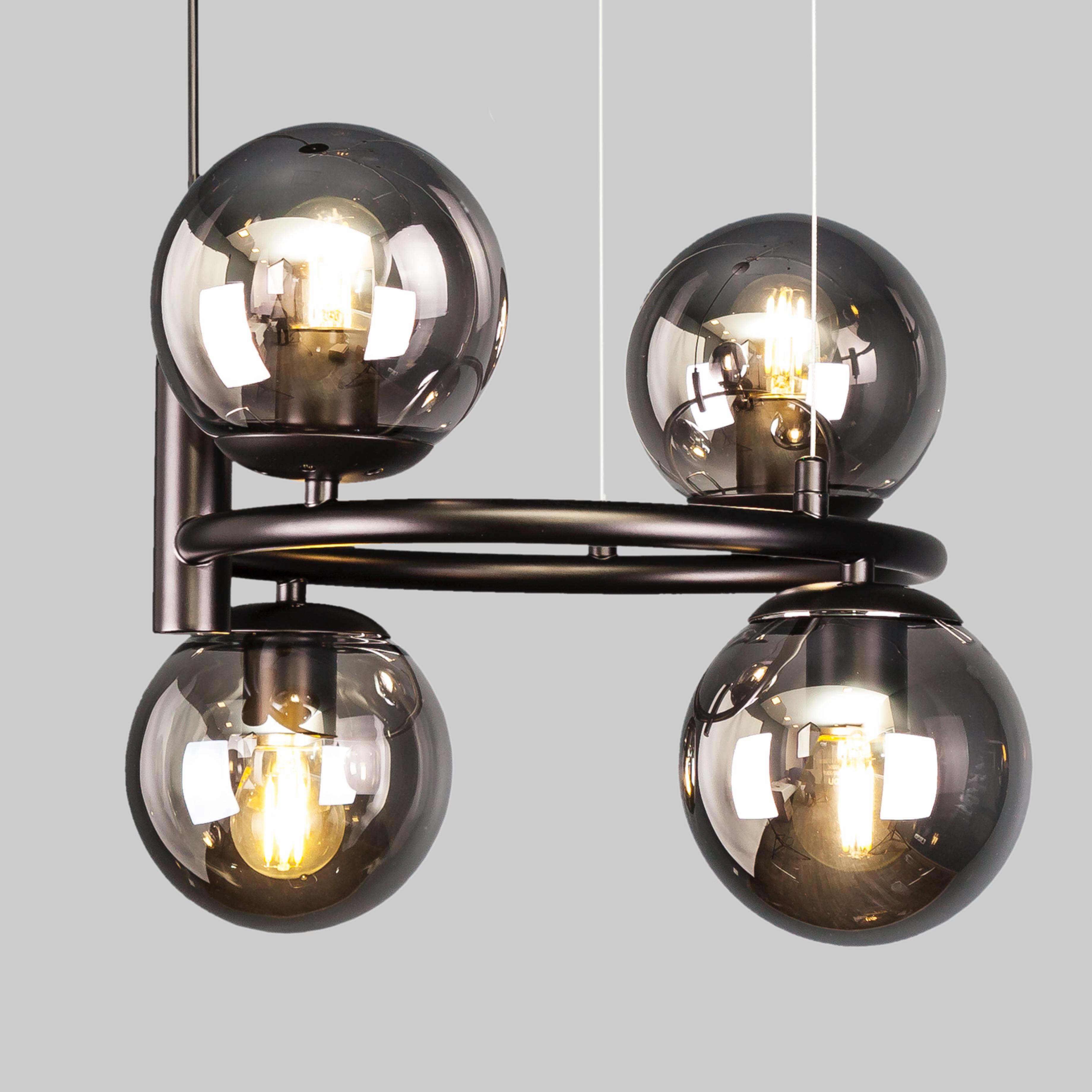 Люстра підвісна Bubbles кругла на 4 лампи Чорний (52-1011-4 BK+BK) - фото 2 Люстра підвісна Bubbles кругла на 4 лампи Чорний (52-1011-4 BK+BK) - фото 2