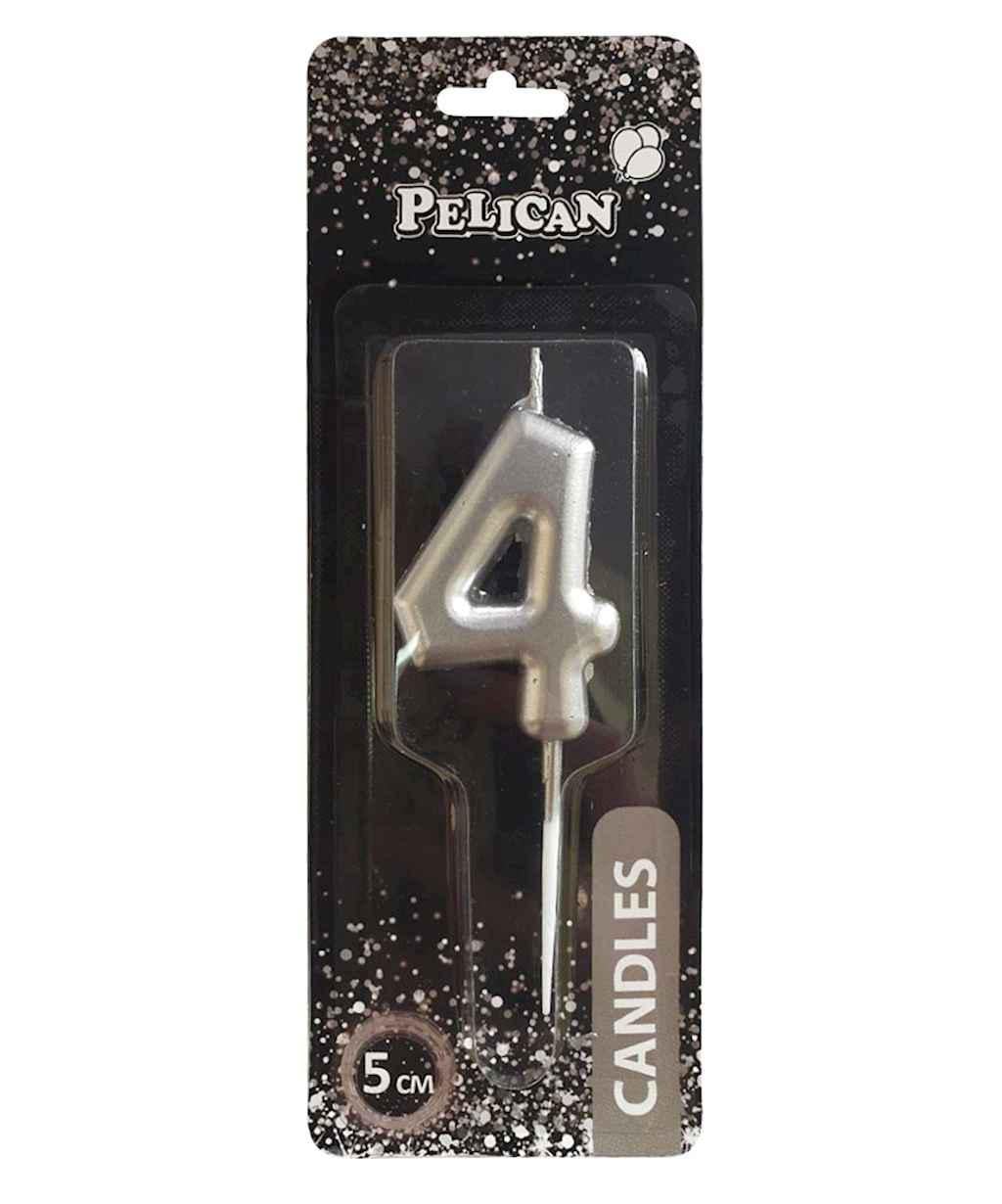 Свеча для торта Pelican 4 5 см Серебристый (865024)