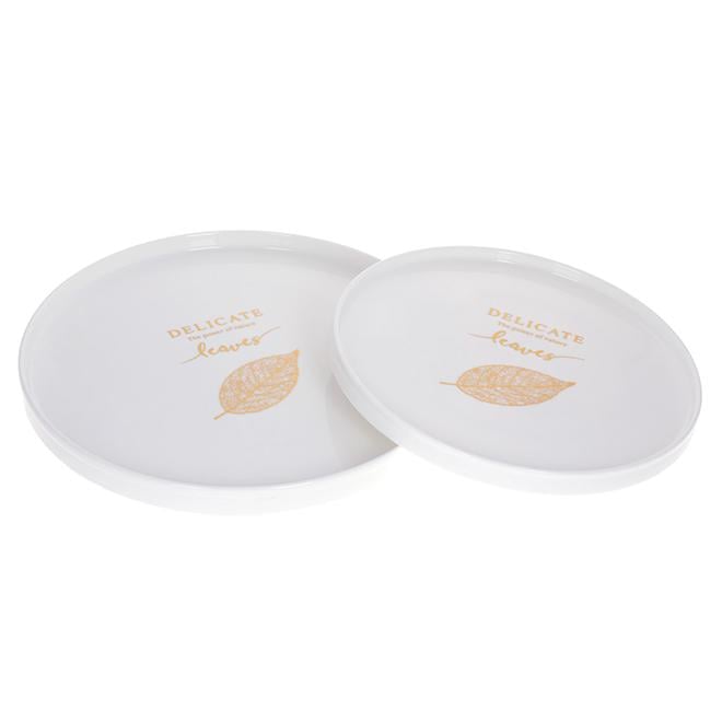 Комплект порцелянових сервірувальних тарілок Leaves 2 шт. 28 см (32564) - фото 2 Комплект порцелянових сервірувальних тарілок Leaves 2 шт. 28 см (32564) - фото 2