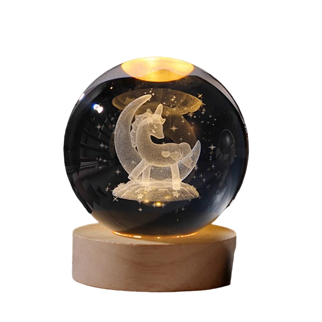 Ночник 3D Хрустальный шар Unicorn