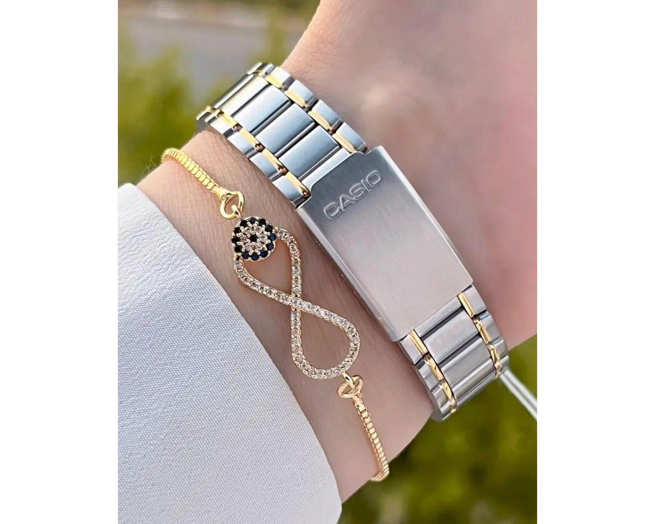 Наручний годинник жіночий Casio LTP-1183G-7A d 28 мм Срібний/Золотий циферблат (LTP-1183G-7A) - фото 4