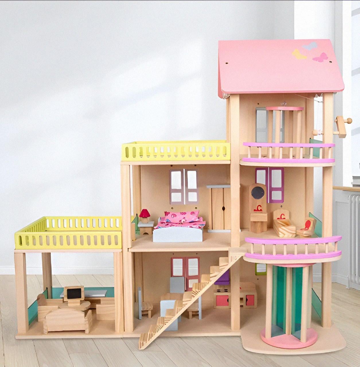 Деревянная развивающая игрушка Домик MD 1370 с мебелью для детей/экологичный игровой набор Деревянная развивающая игрушка Домик MD 1370 с мебелью для детей/экологичный игровой набор