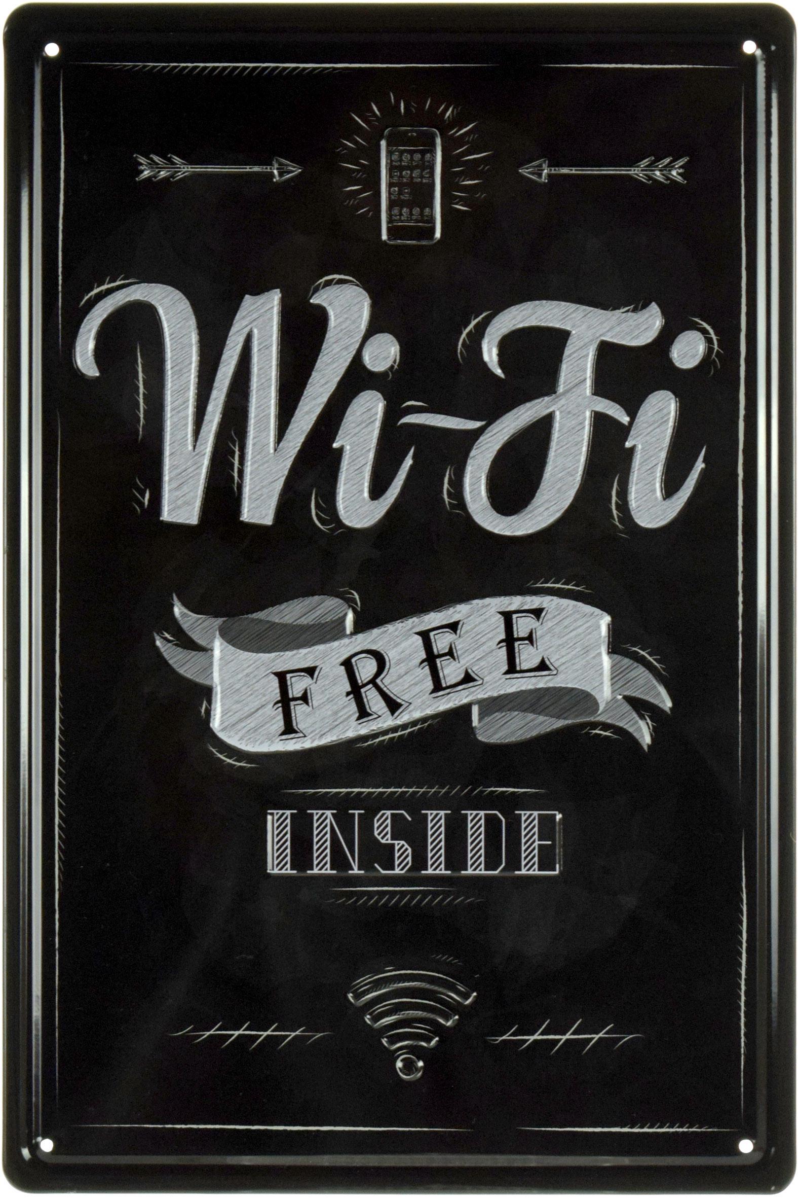 Табличка металлическая Free Wi-Fi Inside 20x30 см