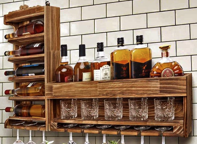 Полка для вина настенная из дерева Никко Трюфель (ПНК-000828)