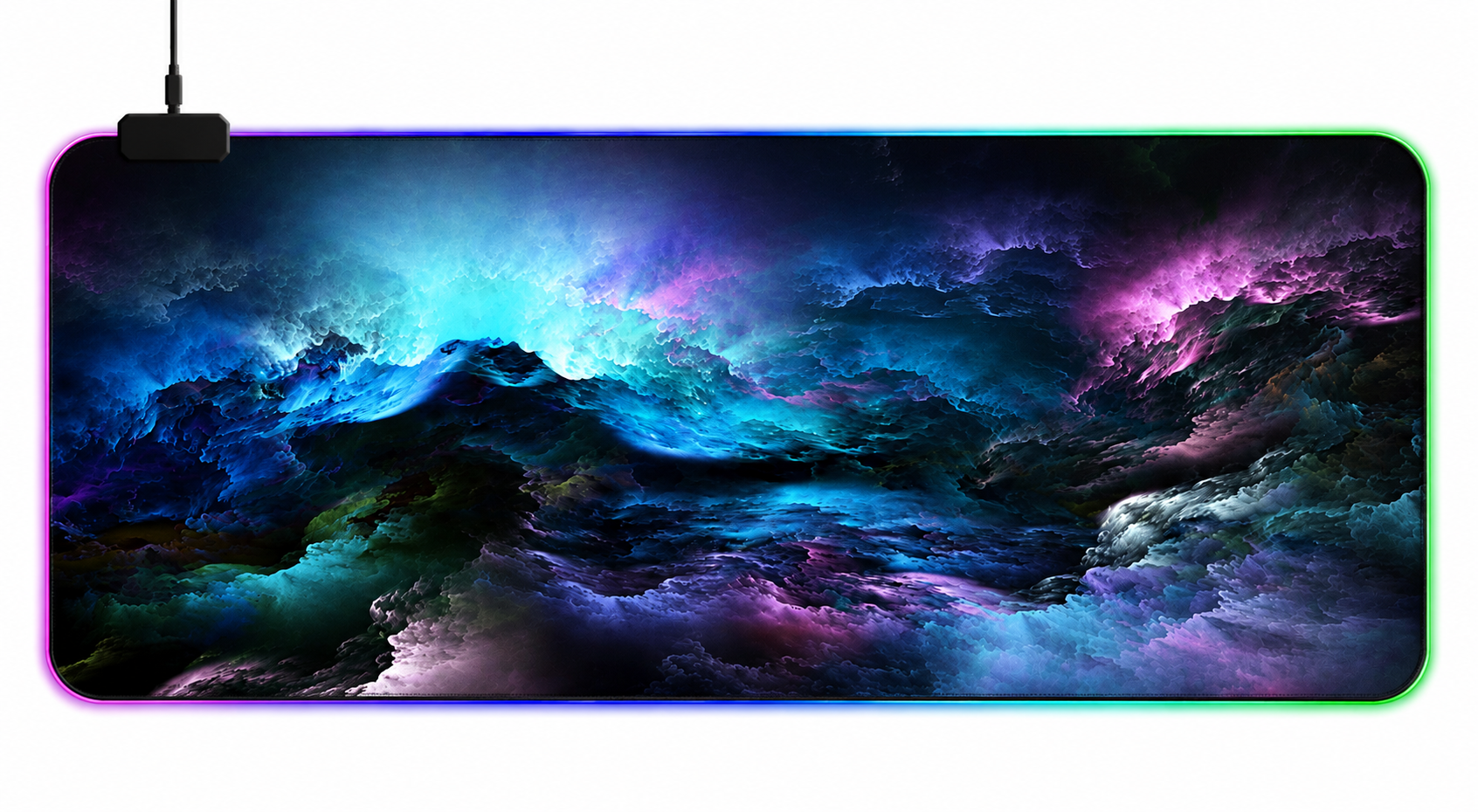 Игровая поверхность для компьютерной мыши и клавиатуры UKC 7100 RGB с подсветкой 80х30 см (3588)