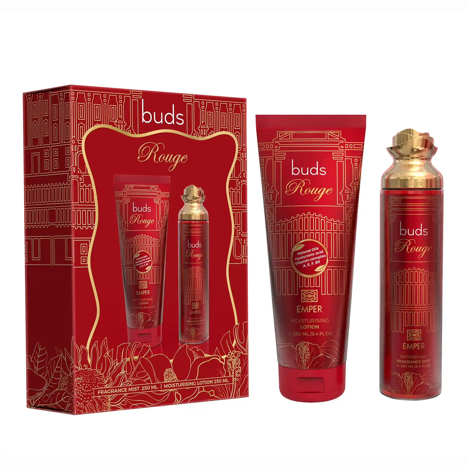 Набір подарунковий для жінок Emper gift set Buds Rouge 2в1 дезодорант та крем 250 мл (34530234) Набір подарунковий для жінок Emper gift set Buds Rouge 2в1 дезодорант та крем 250 мл (34530234)
