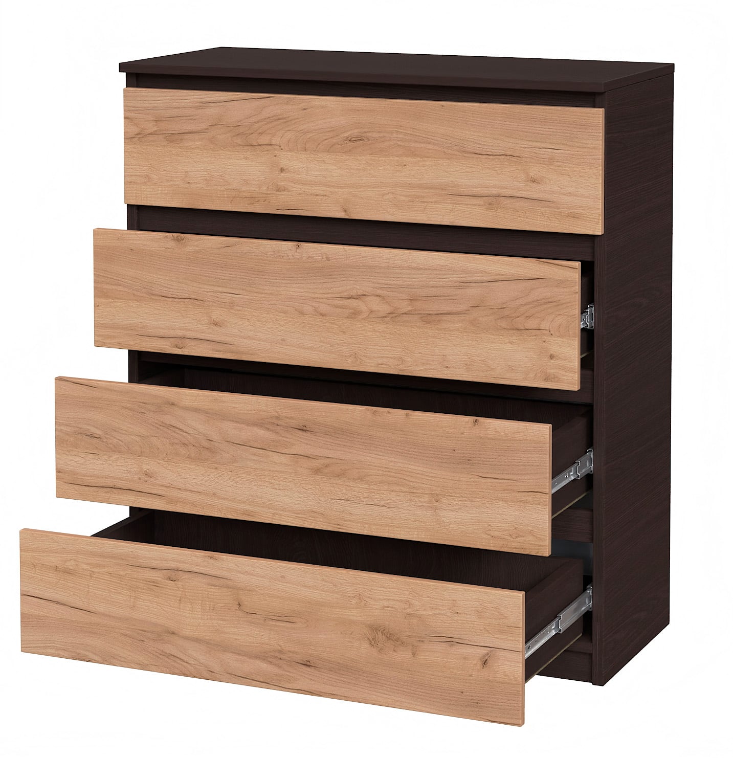 Комод Мастер Форм с 4 выдвижными ящиками 90х37,6х95 см Венге/Дуб крафт золотой (6490a61365075456db25d152)