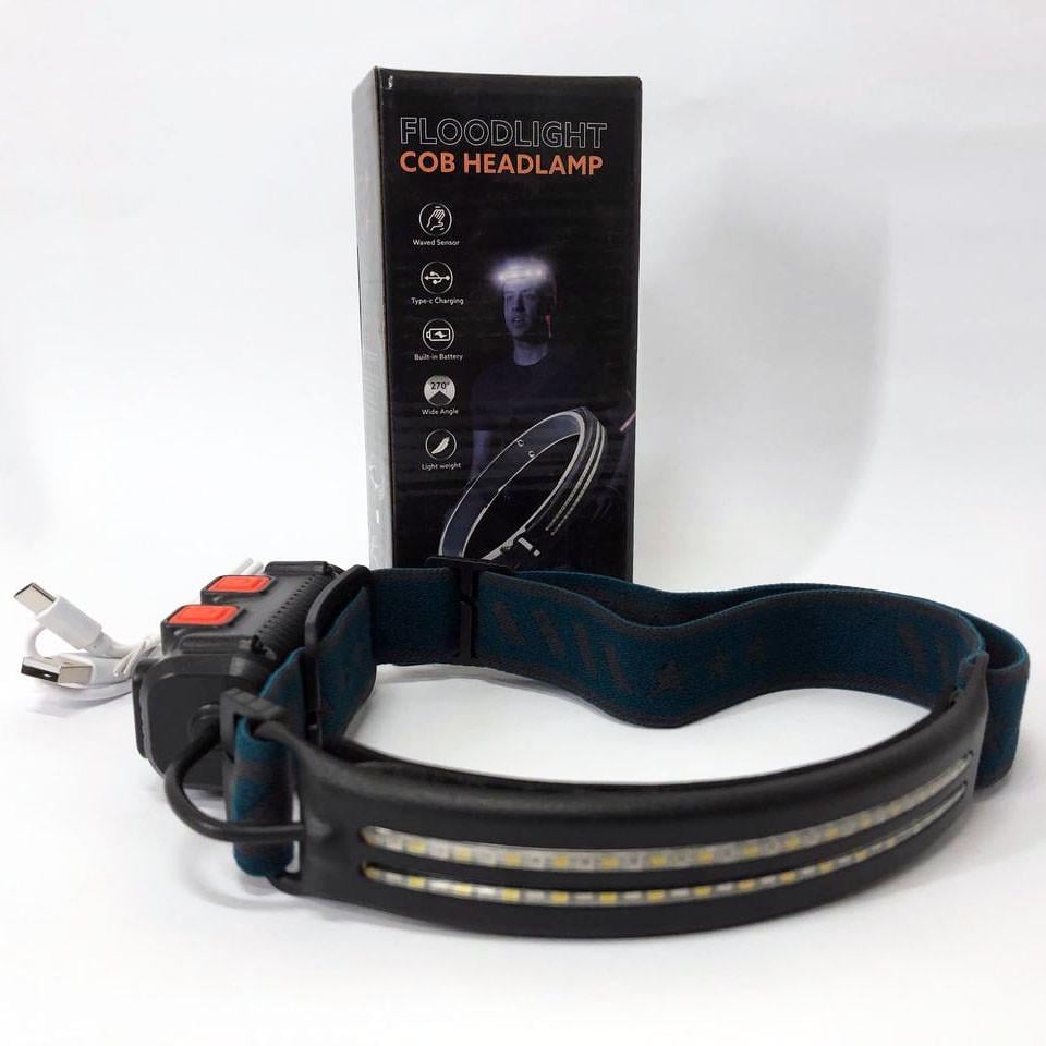 Фонарь налобный аккумуляторный BL-W691-2COB с датчиком движения Фонарь налобный аккумуляторный BL-W691-2COB с датчиком движения