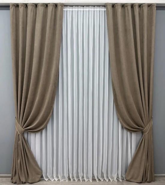 Комплект штор Petek YL микровелюр 1,5х2,95 м 2 шт. Капучино (1701ш 33-0602)