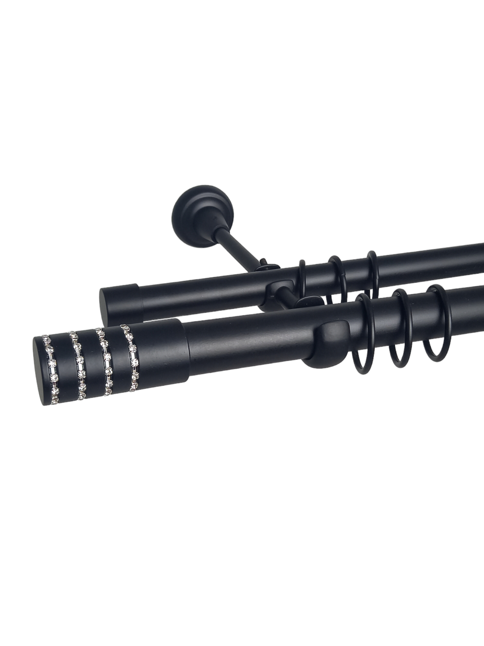 Карниз Orvit Барамела двухрядный гладкая труба металлический 19\19 мм 270 см Черный матовый (1998459851)