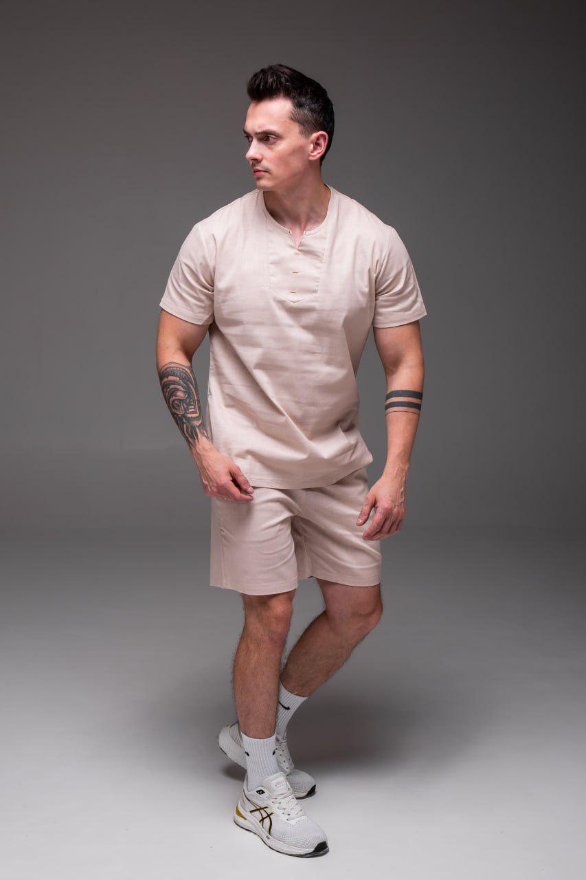 Прогулочный костюм мужской льняной летний классика M Бежевый (2402/1/2) - фото 5 Прогулочный костюм мужской льняной летний классика M Бежевый (2402/1/2) - фото 5