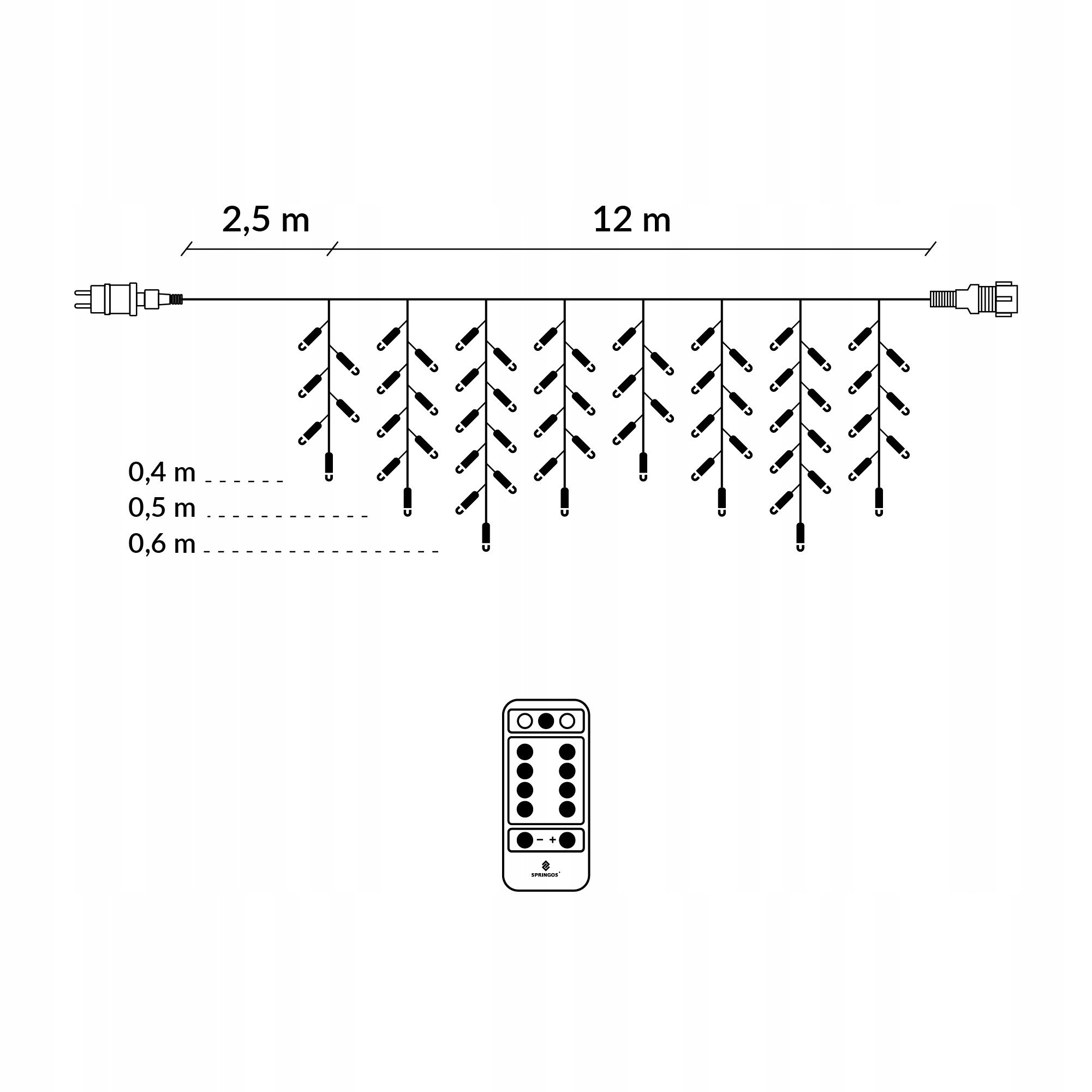 Гирлянда-бахрома Springos Pilot уличная 12 м 300 LED Blue (CL306) - фото 4