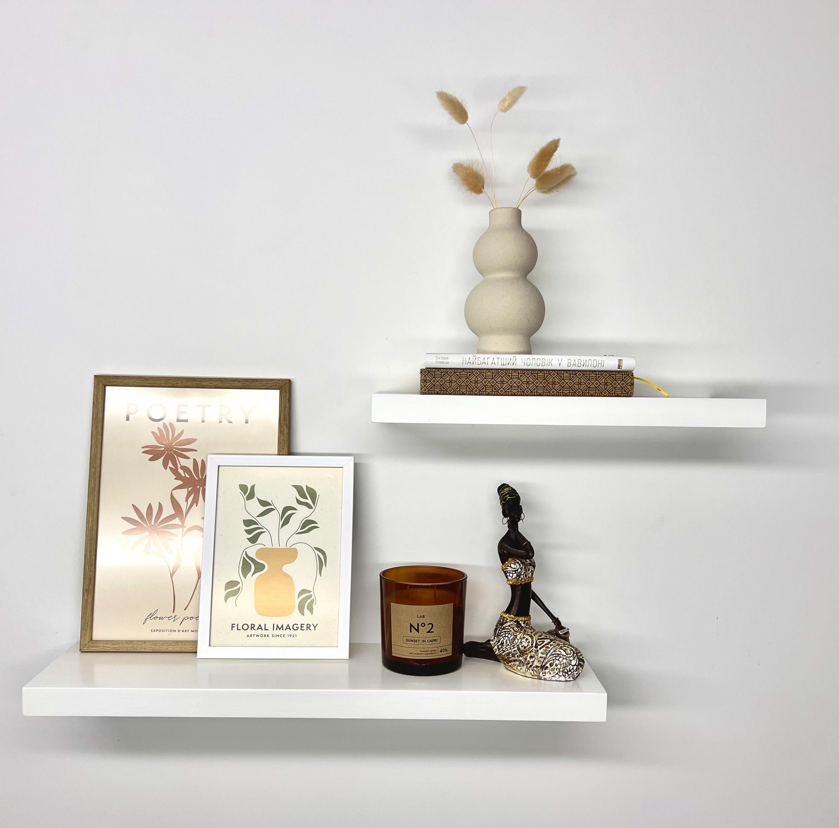 Полиця дерев'яна прихованого монтажу 800х165х30 мм 1 шт. Білий