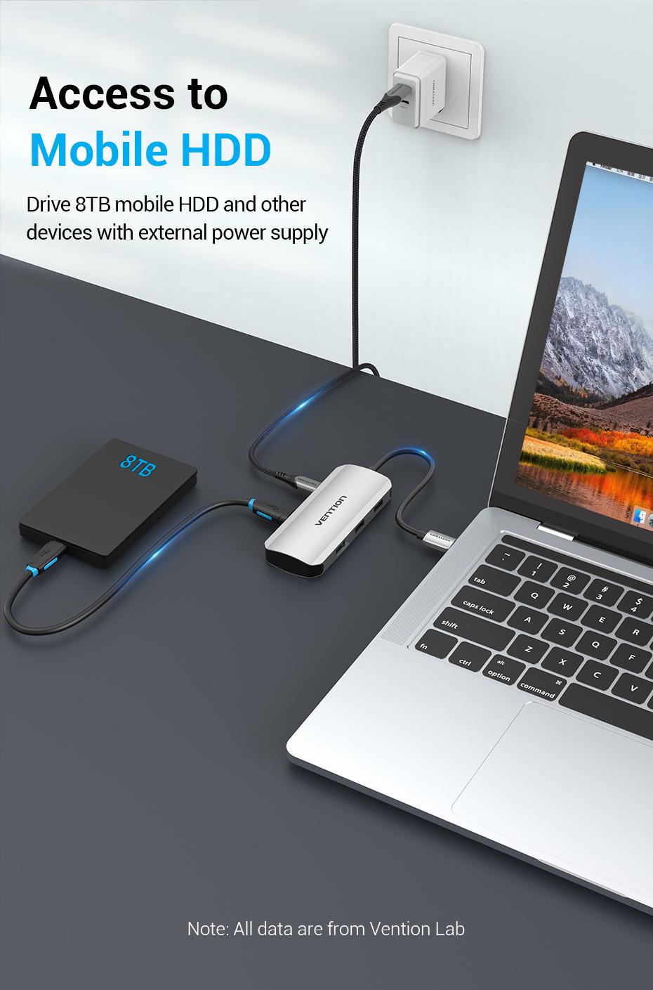 USB-хаб Vention Type-C-4x USB 3.0/Micro-USB/5 Гбит/с USB-C через Micro-B металлический Серый (TNAHB) - фото 5