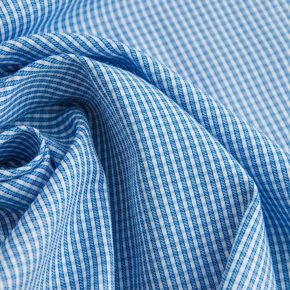 Ткань сорочечная Клетка колосок Синий (11257)