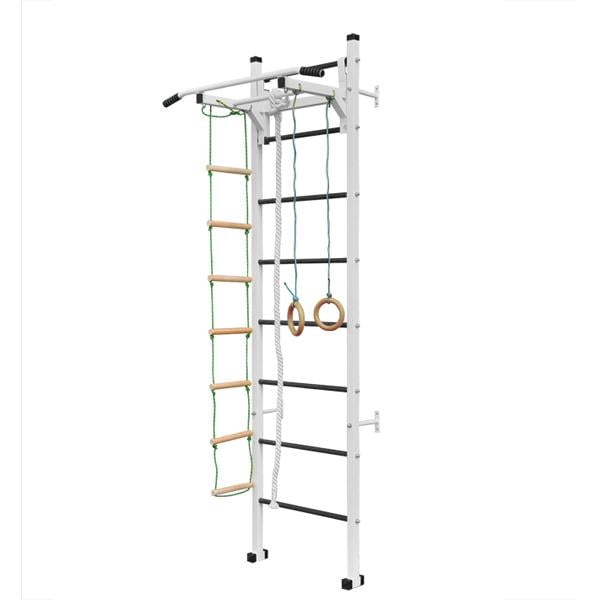 Стенка шведская SPORTKO СК3 детская турник/кольца лестница канат 120 кг 250x100x65 см Белый (СК3)