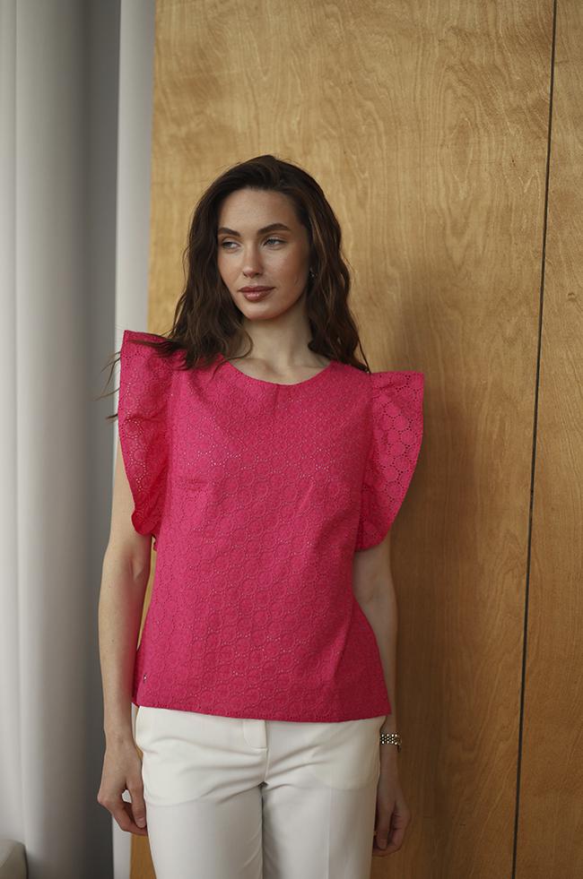 Майка Lipar 2201/3 с прошивкой волнистый рукав р. 48 Малиновый (16907434)