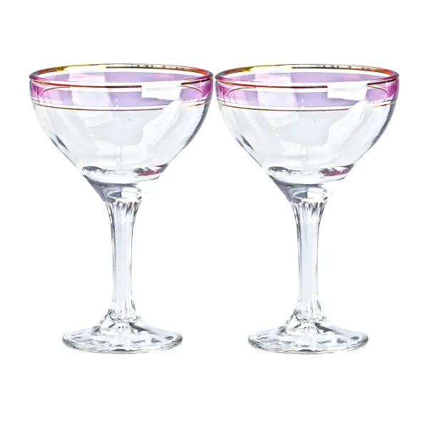 Набор бокалов для фигурных коктейлей на высокой ножке 2 шт. по 290 мл Прозрачный/Розовый