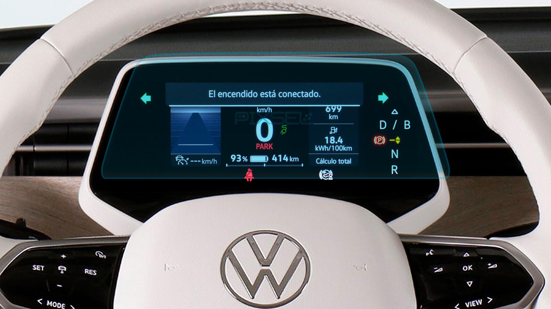 Защитное стекло Pixsel гибридное матовое на панель приборов Volkswagen ID/BUZZ 8,7" 2022