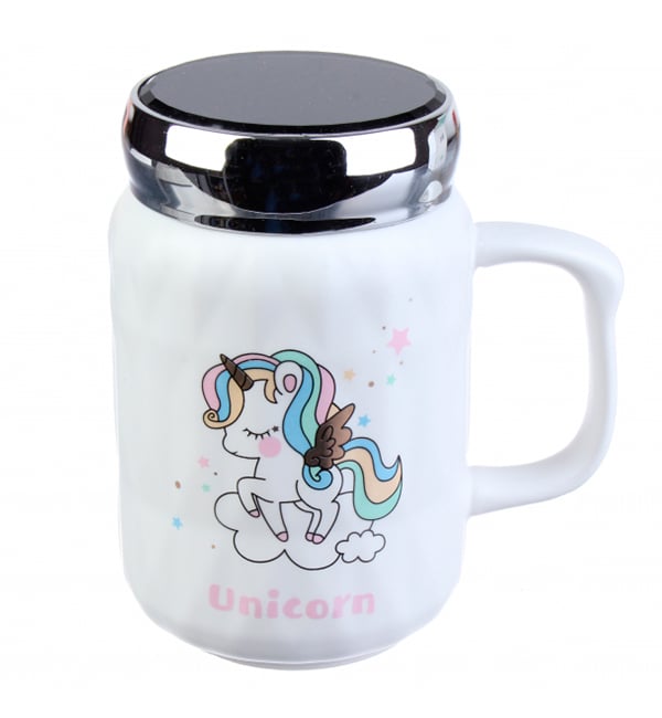 Чашка керамическая Unicorn 400 мл с закручивающейся крышкой