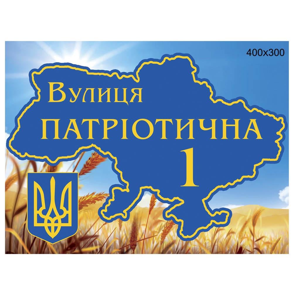 Табличка адресна "Патріотична 1" 30х40 см (0421)