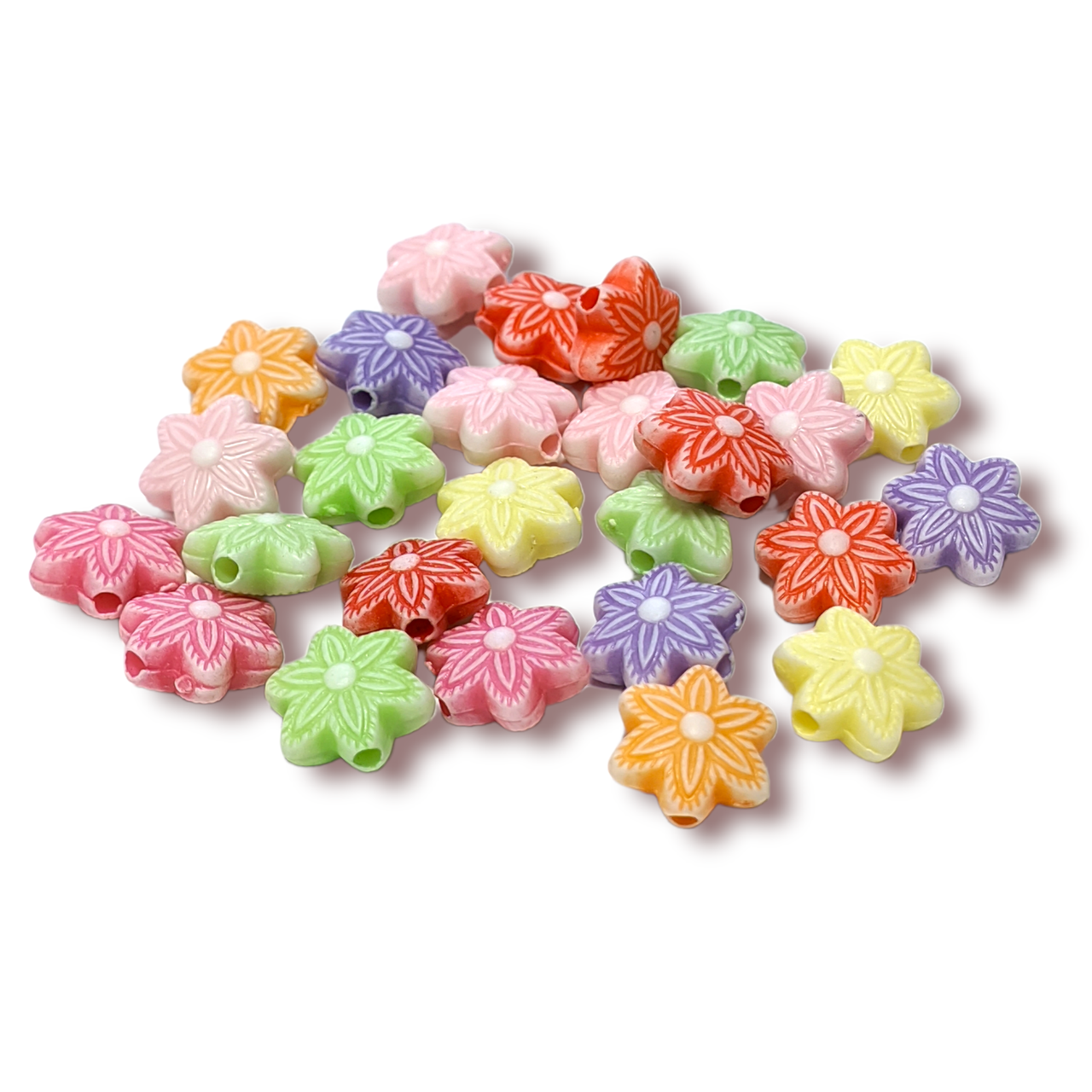 Бусины в форме цветочка пластиковые 10х5 мм 25 г 60 шт. Разноцветный (БП1010ц52)