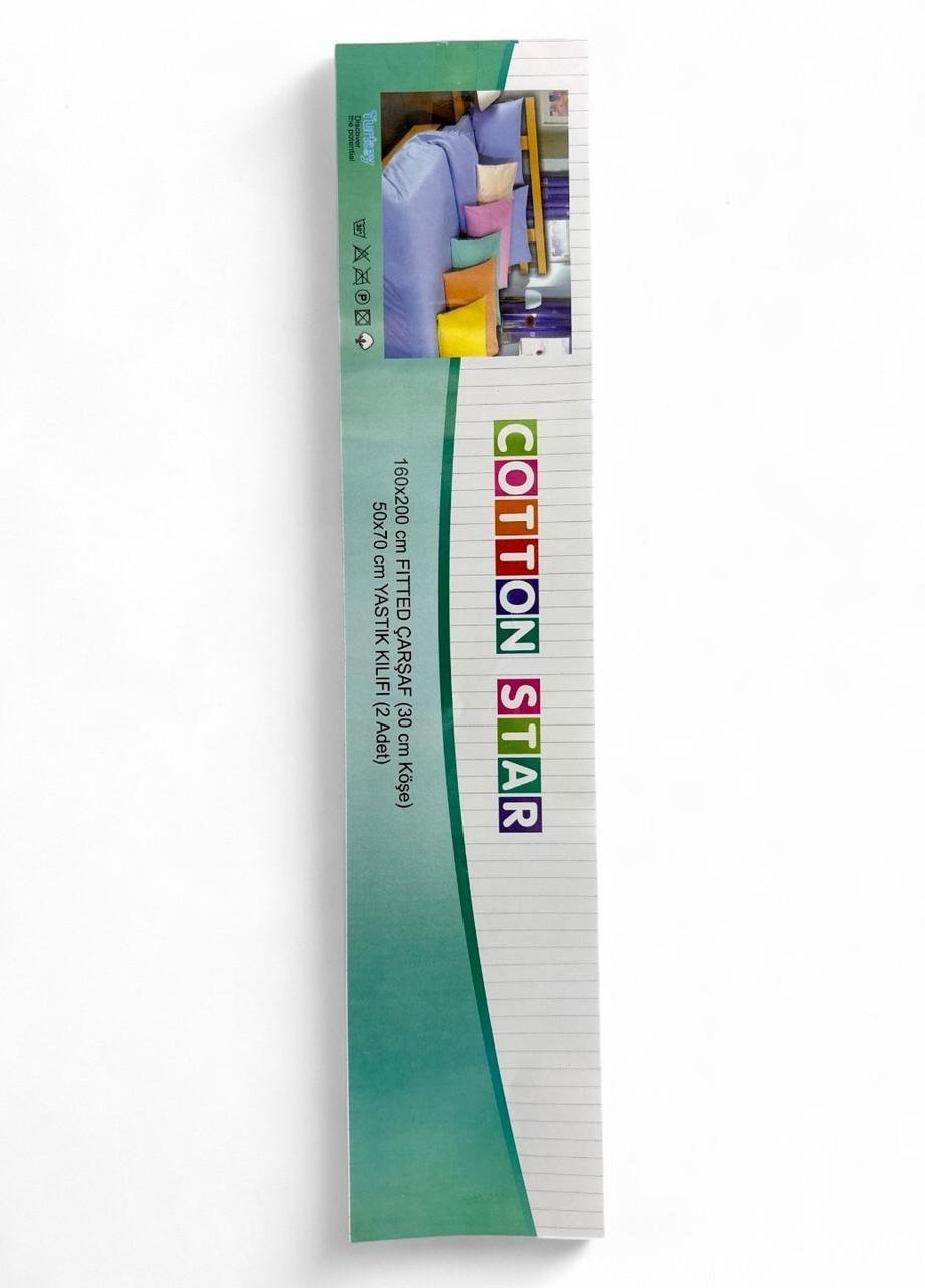 Комплект постільної білизни Cotton Star 1 простирадло/2 наволочки без підковдри Бірюзовий (2740754898) - фото 2