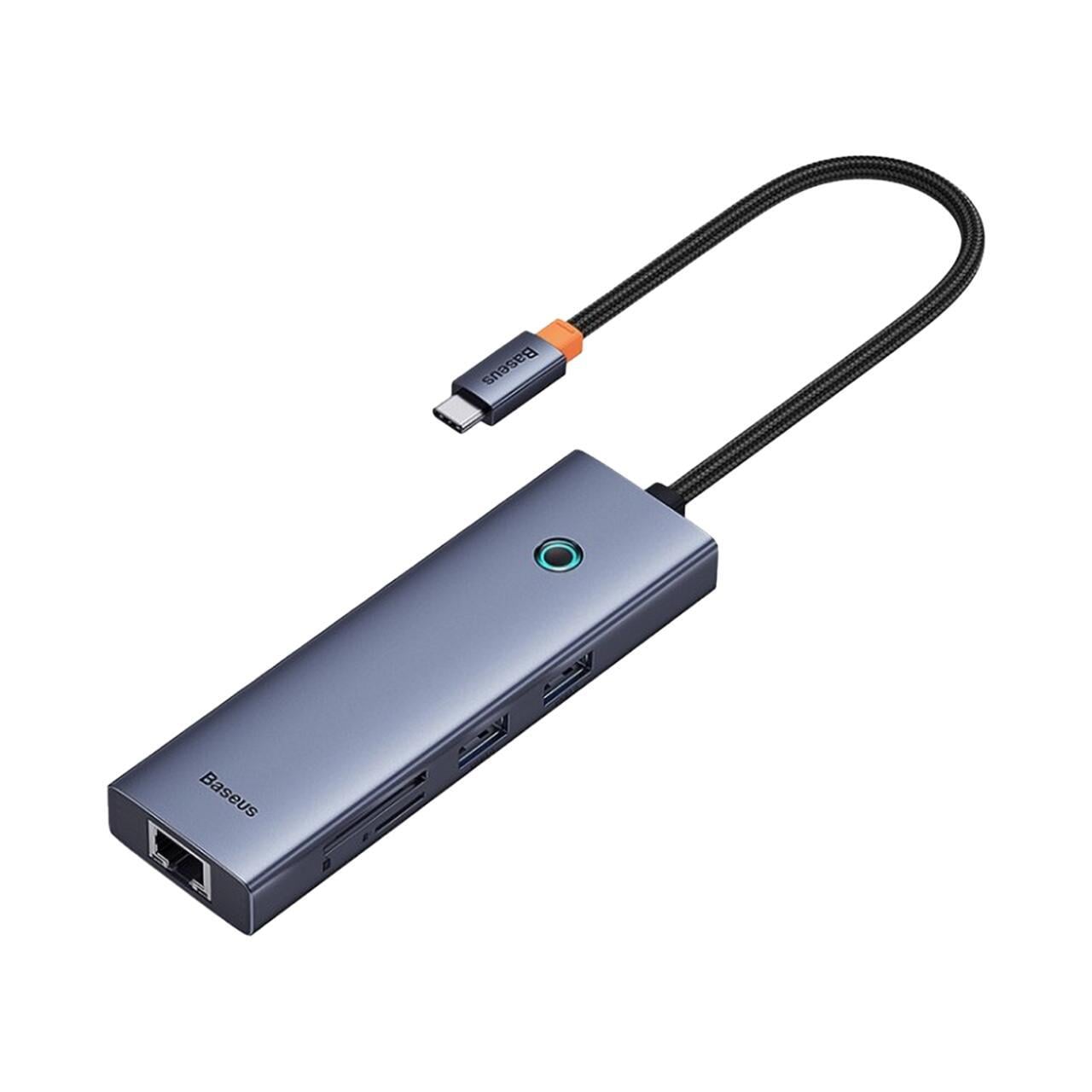 Адаптер переходник BASEUS USB-C Flite 7-Port Type-C to HDMI 4K 60H/USB 3.0x2/PD/RJ45/SD/TF 3.0 Grey (B00052805813-00)
