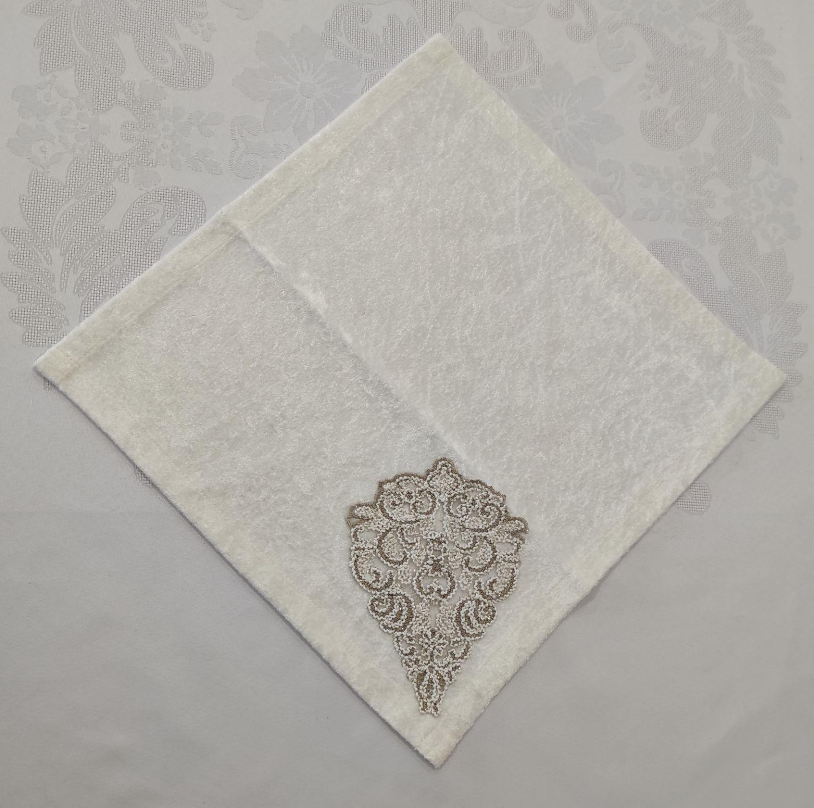 Салфетка велюровая Acme с кружевом 35x45 Quenn Krem (CN7526)