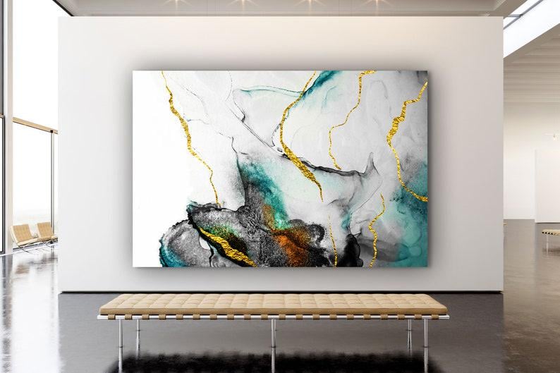 Картина для интерьера Красивый мрамор с золотом 51x34 см (440)