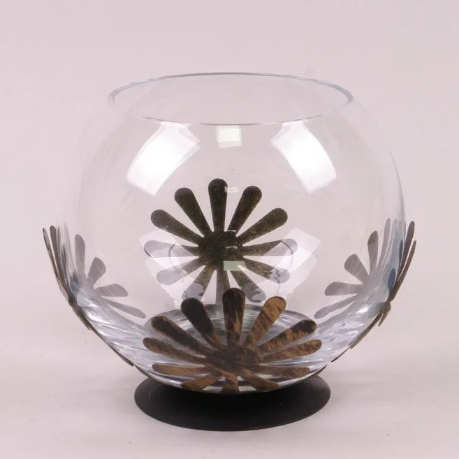 Конфетница стеклянная на металлической подставке Flora 22 см (3210)